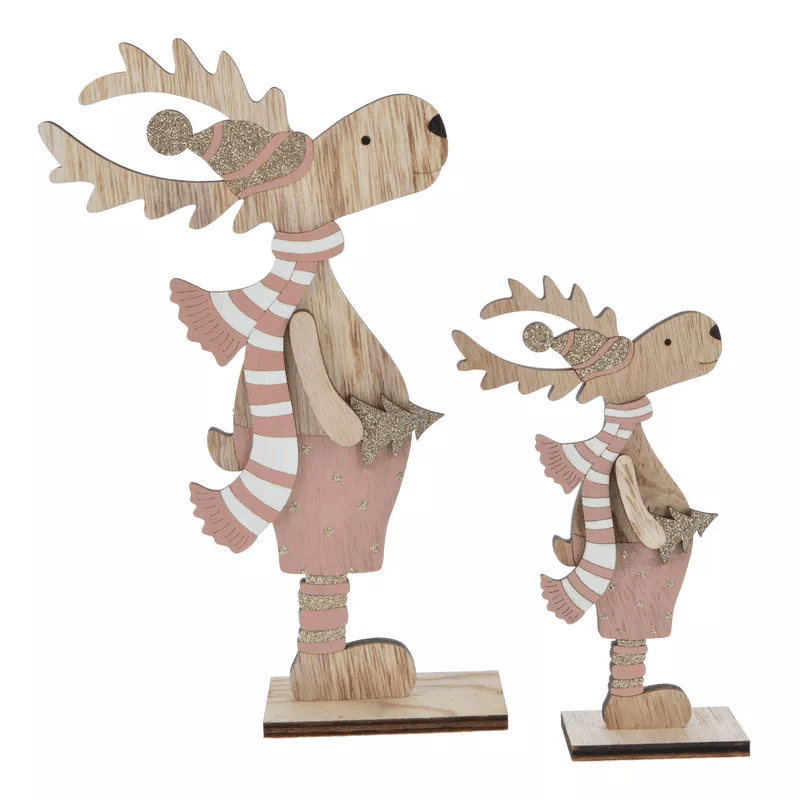 Weihnachten Hirsch Figur Tischplatte Holz Ornament stehend Weihnachten Rentier Dekoration 3