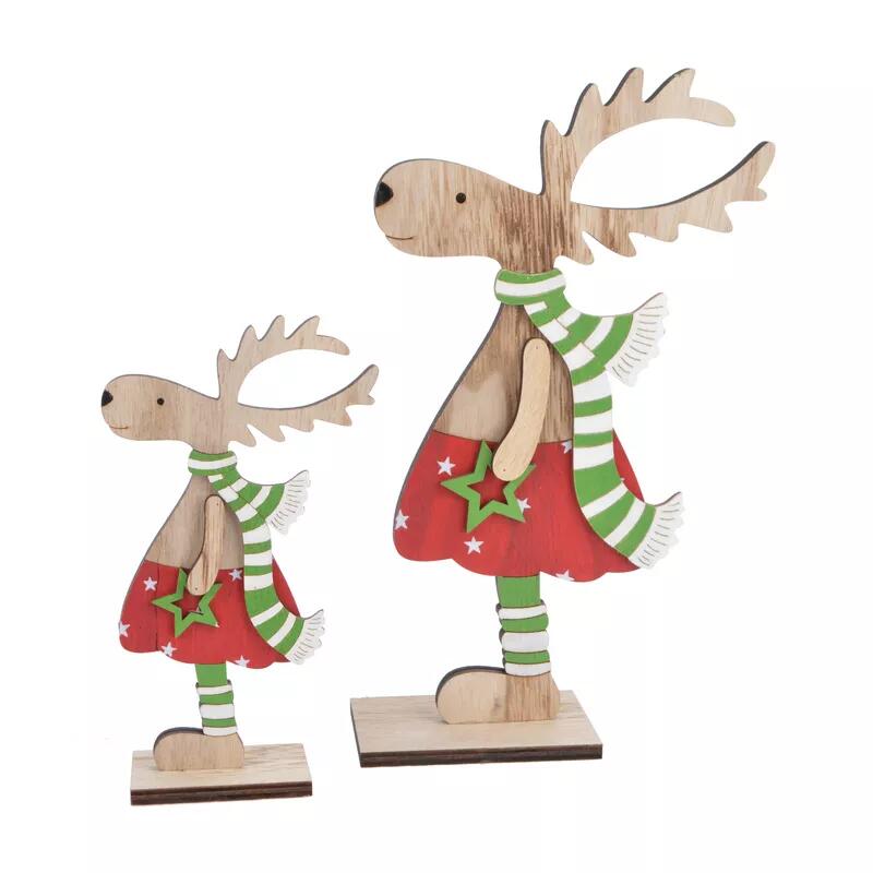 Weihnachten Hirsch Figur Tischplatte Holz Ornament stehend Weihnachten Rentier Dekoration 2