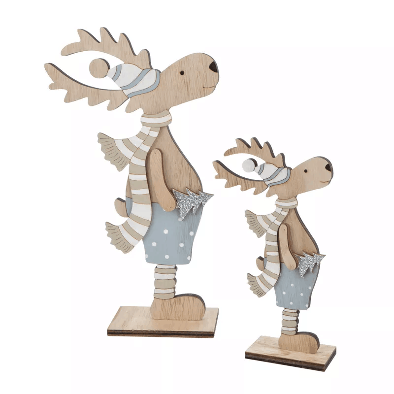 Weihnachten Hirsch Figur Tischplatte Holz Ornament stehend Weihnachten Rentier Dekoration 6