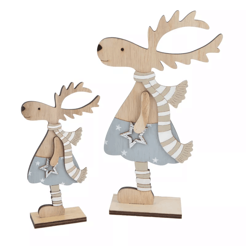 Weihnachten Hirsch Figur Tischplatte Holz Ornament stehend Weihnachten Rentier Dekoration 5