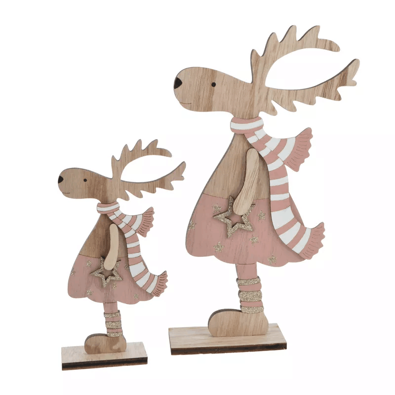 Weihnachten Hirsch Figur Tischplatte Holz Ornament stehend Weihnachten Rentier Dekoration 4