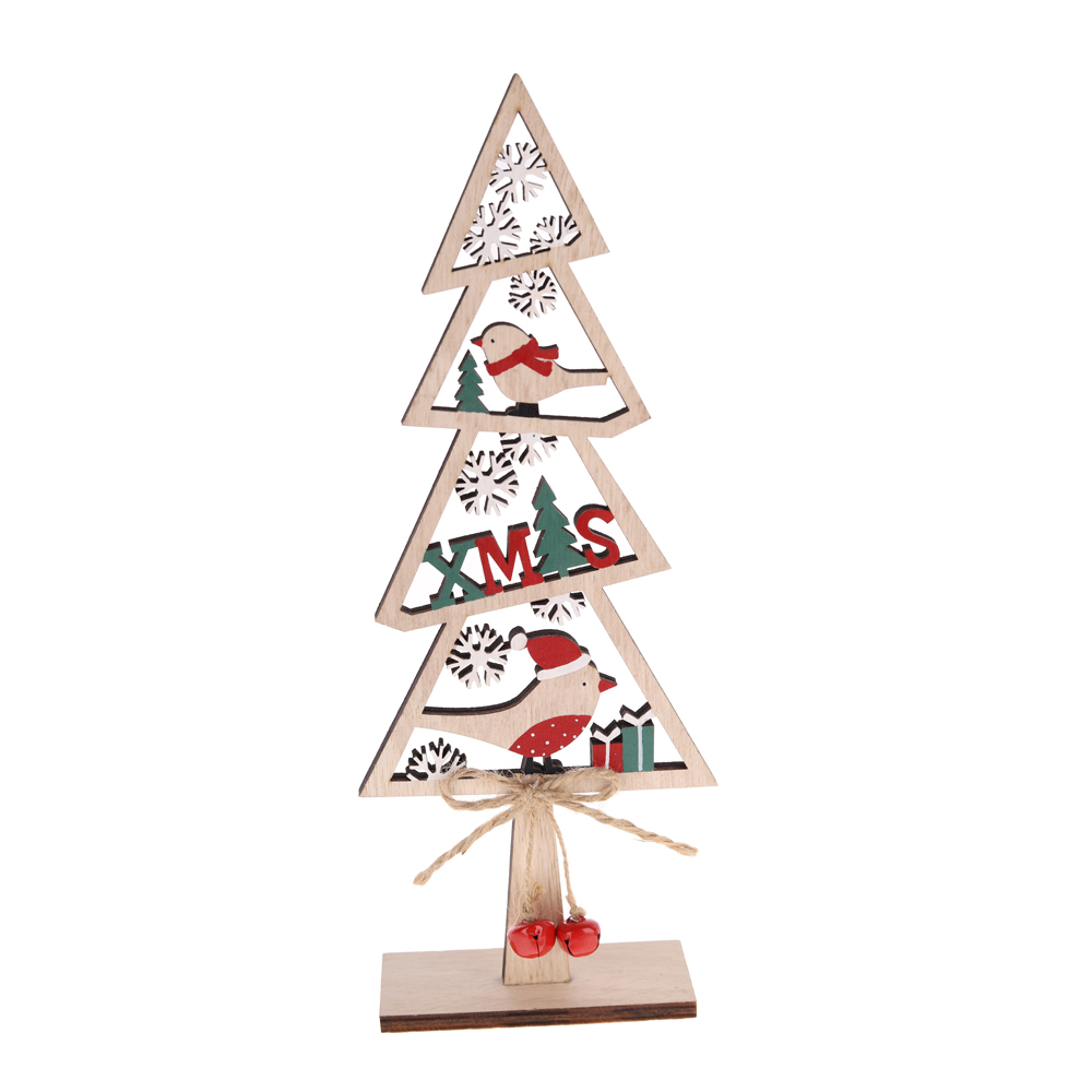 Weihnachtsbaum aus Holz mit Rentier-Zwerg, Tisch- und Fensterdekoration 6