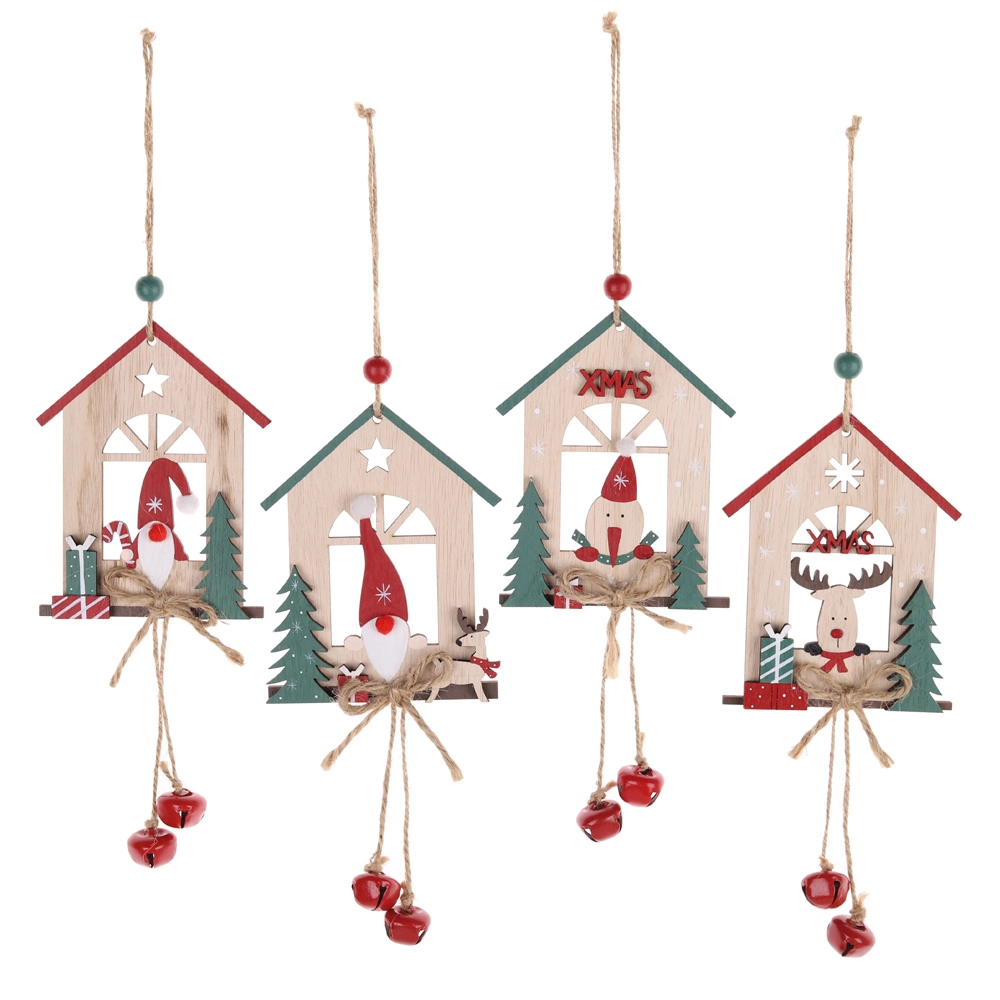 Adorno colgante para árbol de Navidad con forma de casa de madera de China, personalizado - Tangchen 1