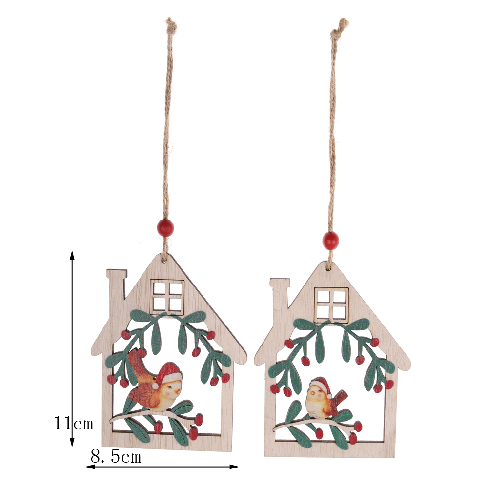 China Weihnachten Holz Haus Form Weihnachtsbaum hängen Ornament Customized-Tangchen 7