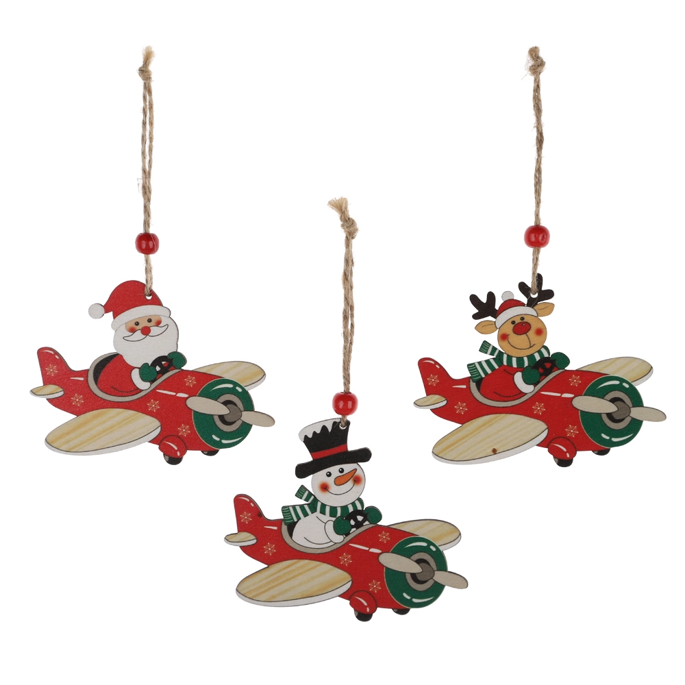Adornos colgantes para árbol de Navidad con Papá Noel, muñeco de nieve y reno 1