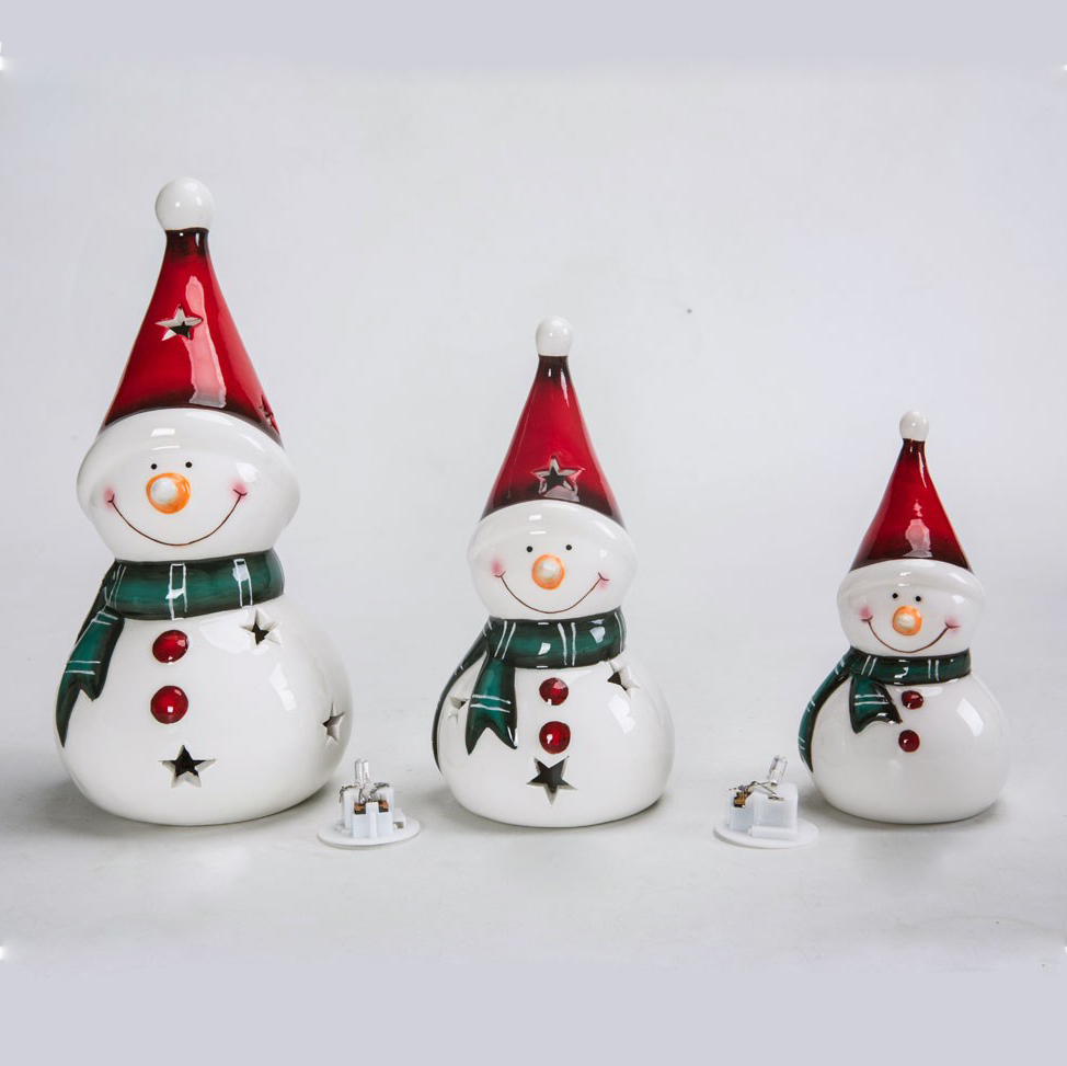 Großhandel Weihnachten Keramik Schneemann Ornamente Schreibtisch Dekoration Niedlichen Pinguin Figuren 1