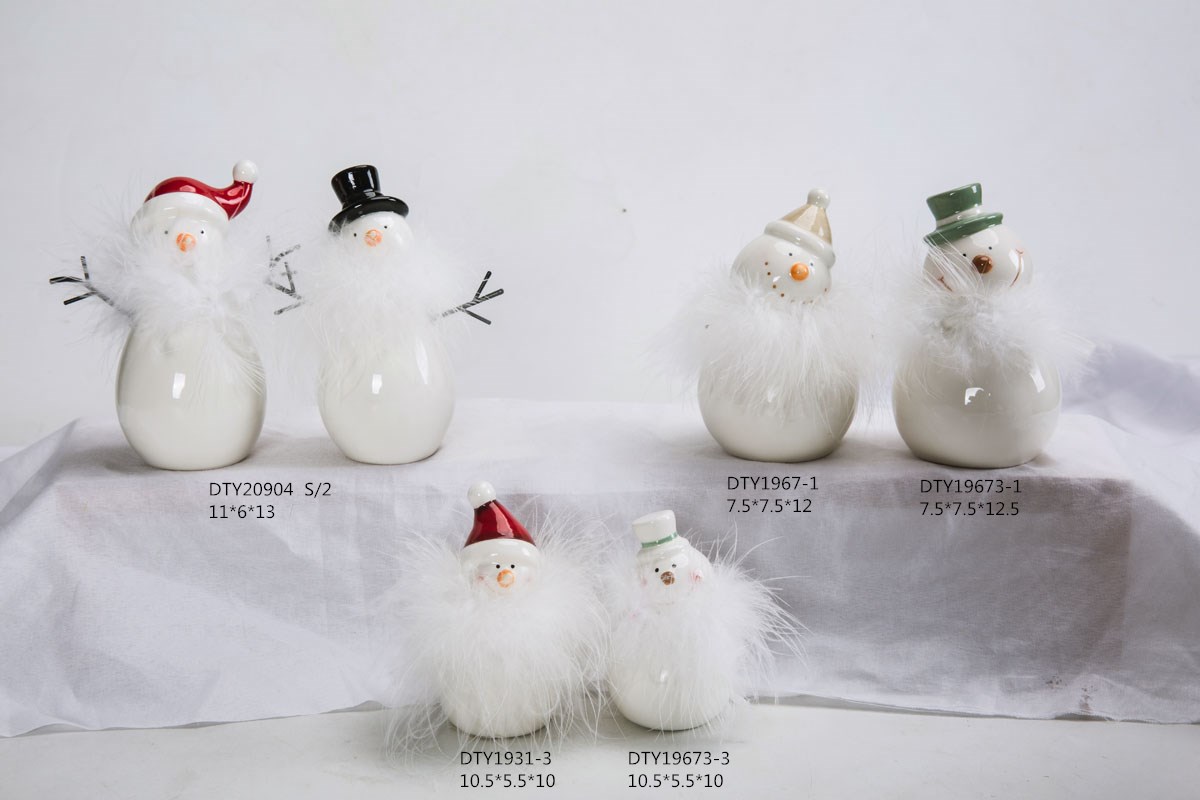 Großhandel Weihnachten Keramik Schneemann Ornamente Schreibtisch Dekoration Niedlichen Pinguin Figuren 4