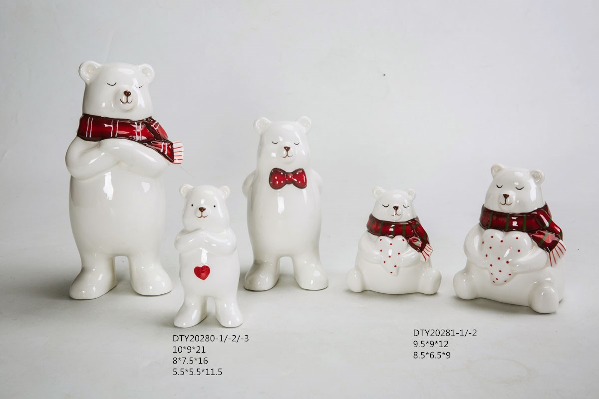 Großhandel Weihnachten Keramik Schneemann Ornamente Schreibtisch Dekoration Niedlichen Pinguin Figuren 7