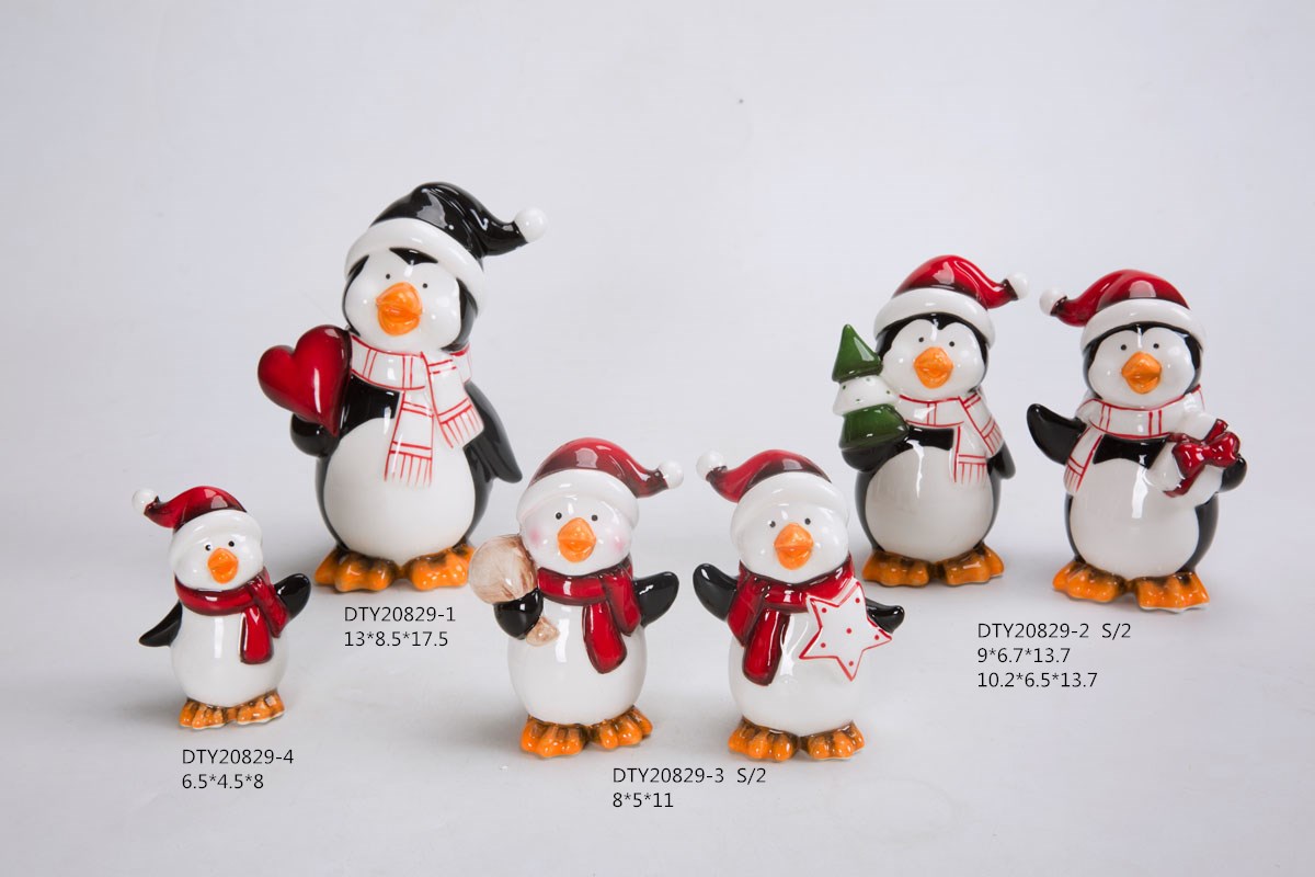 Großhandel Weihnachten Keramik Schneemann Ornamente Schreibtisch Dekoration Niedlichen Pinguin Figuren 8