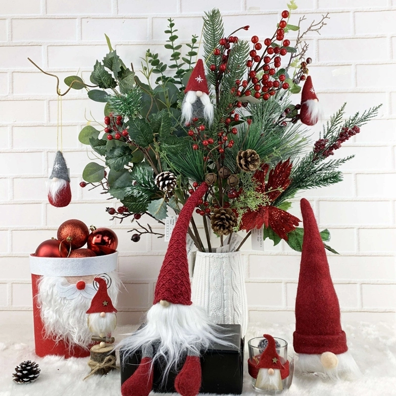 Hot sale 5 pieces faceless gnome wine bottle cover doll wood elf photo candle holder basket christmas decorations set 1