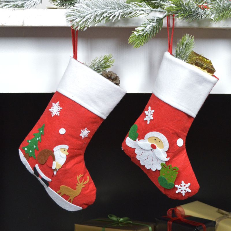 Felt Snowman Christmas Santa Red Stocking 1