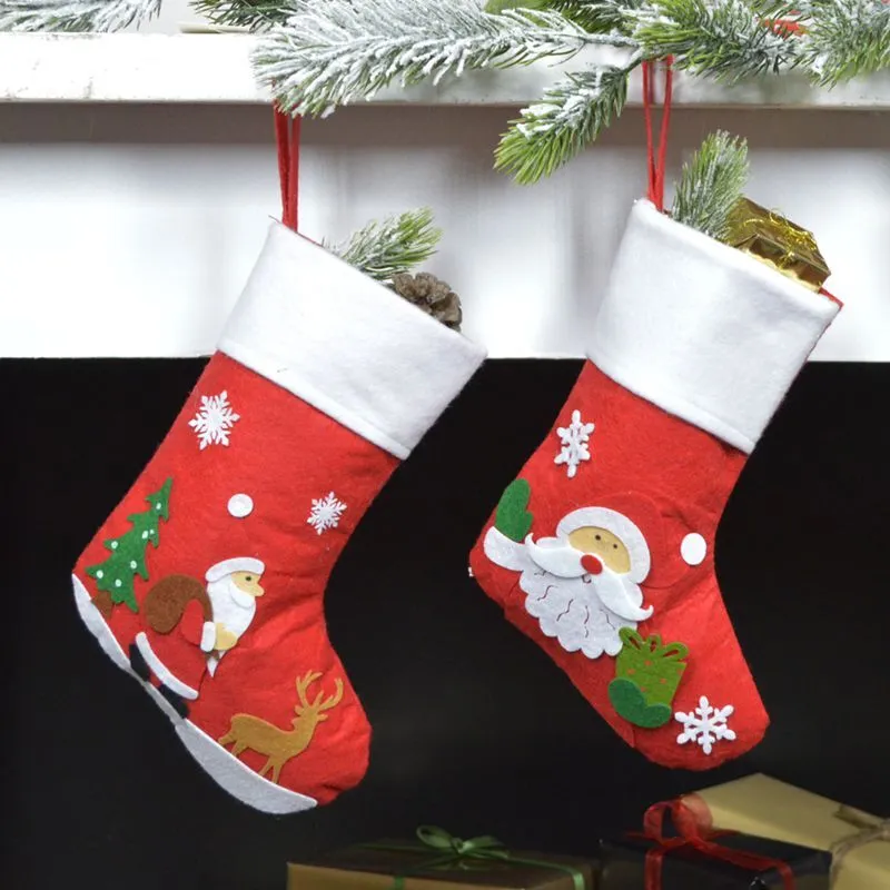 Felt Snowman Christmas Santa Red Stocking 1