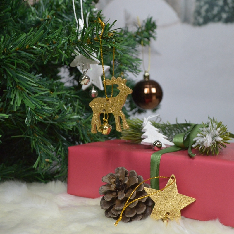 Adornos colgantes de poliresina con forma de ciervo, corazón y estrella para árbol de Navidad 1