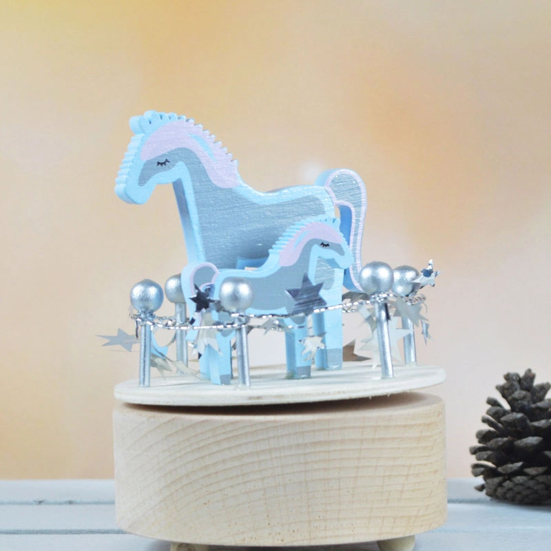 Handmade wooden carousel music box 1