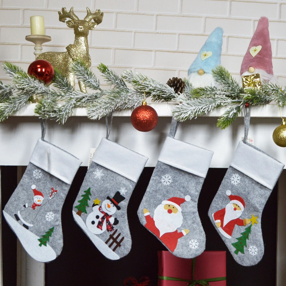 Weihnachtsstrumpfhalter, schönes Schneemannmuster, zum Aufhängen im Weihnachtsbaum, Dekoration für Zuhause, Restaurant und Hotel 1
