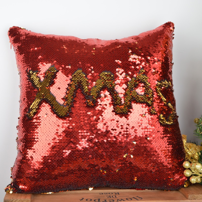 Mode 40 X 40 cm gold und weiß Schneeflocke Pailletten Sparkle Kissen Weihnachtsgeschenke Weihnachten Home Decor Supplie 3