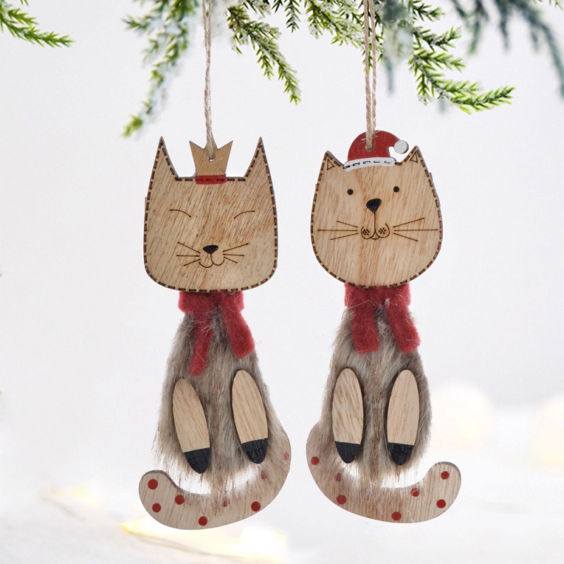 Adornos navideños de animales del bosque salvaje de madera para hacer tú mismo, manualidades colgantes para fiestas de animales. 4