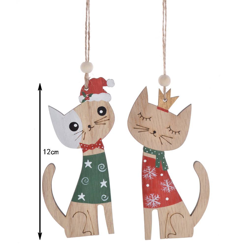 Adornos navideños de animales del bosque salvaje de madera para hacer tú mismo, manualidades colgantes para fiestas de animales. 5