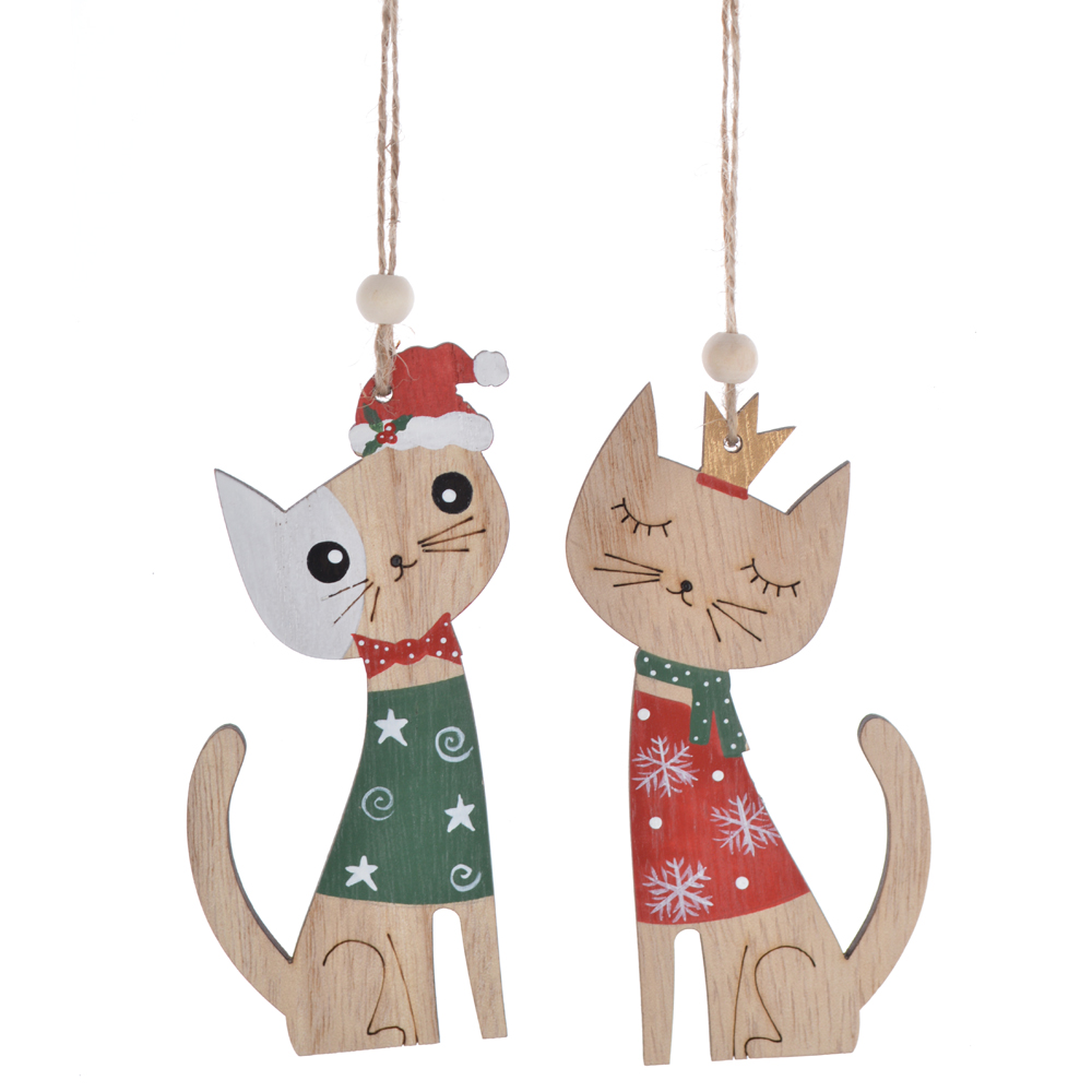Adornos navideños de animales del bosque salvaje de madera para hacer tú mismo, manualidades colgantes para fiestas de animales. 6