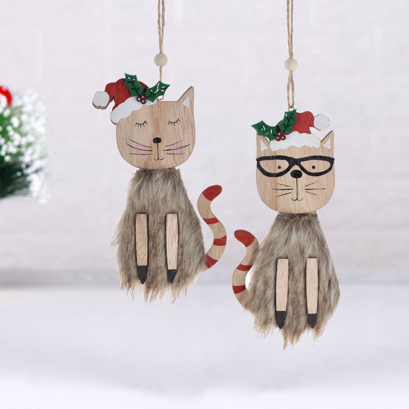 Adornos navideños de animales del bosque salvaje de madera para hacer tú mismo, manualidades colgantes para fiestas de animales. 2
