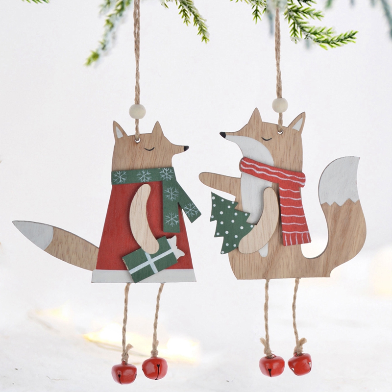 Adornos navideños de animales del bosque salvaje de madera para hacer tú mismo, manualidades colgantes para fiestas de animales. 7