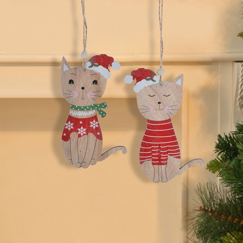 Adornos navideños de animales del bosque salvaje de madera para hacer tú mismo, manualidades colgantes para fiestas de animales. 3