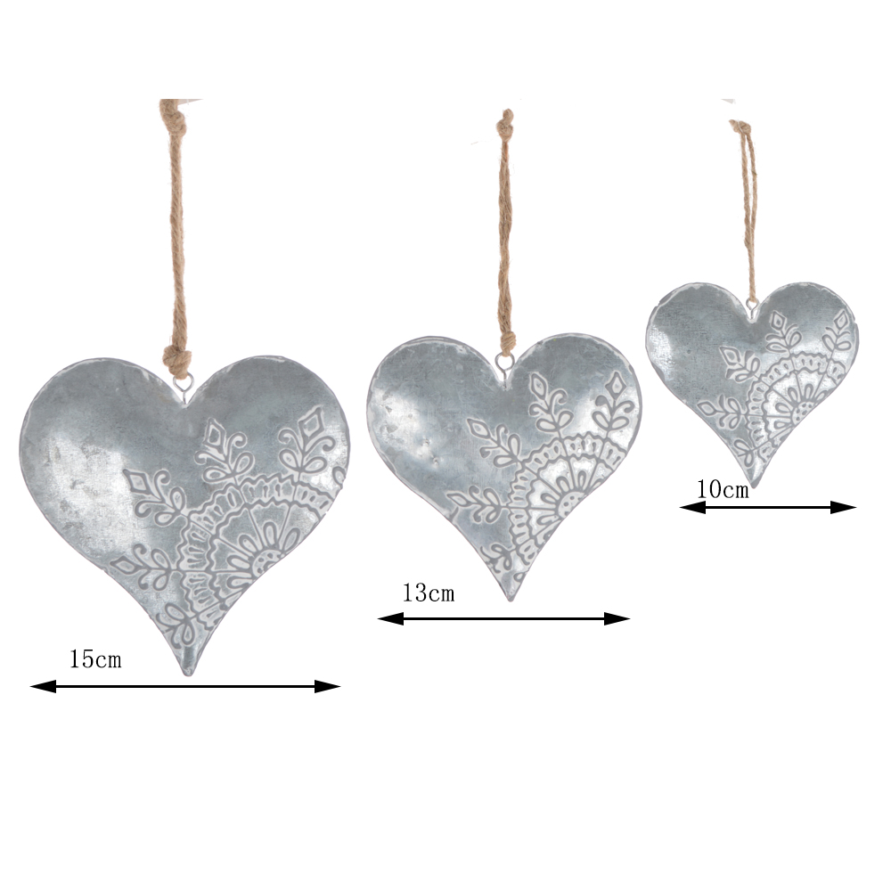 Colgantes navideños de metal plateado con forma de corazón y estrella para árbol, ideales para decorar fiestas de Año Nuevo. 9