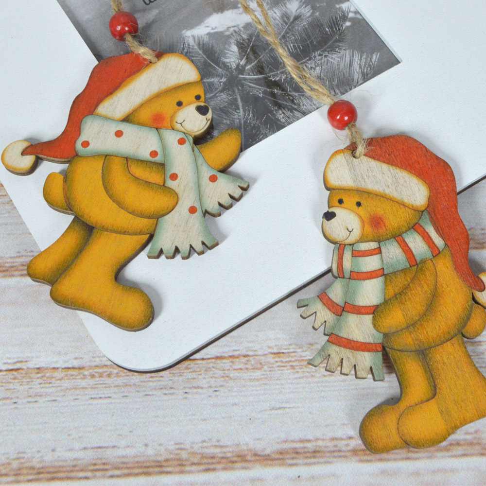 Adornos de madera para la escena de la Natividad, colgantes para el árbol de Navidad con diseño de agujeros. 1