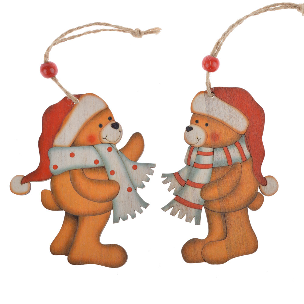 Adornos de madera para la escena de la Natividad, colgantes para el árbol de Navidad con diseño de agujeros. 3