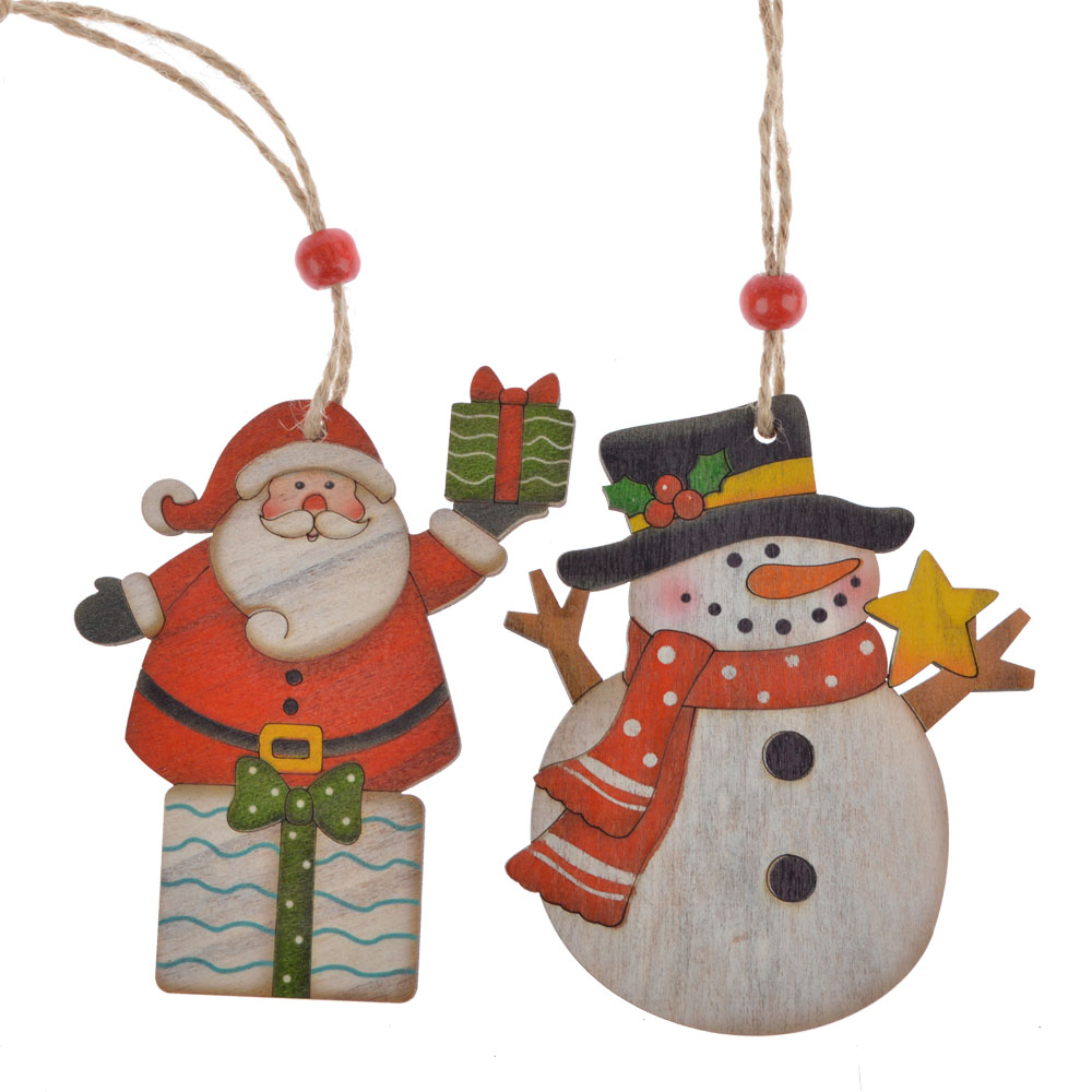 Adornos de madera para la escena de la Natividad, colgantes para el árbol de Navidad con diseño de agujeros. 8