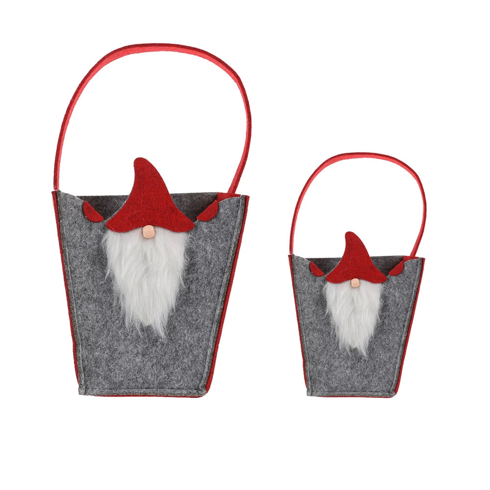 Cesta de fieltro para guardar regalos de Navidad, bolsa de dulces navideña de Papá Noel, cesta de frutas de Papá Noel, fiesta de Año Nuevo 1
