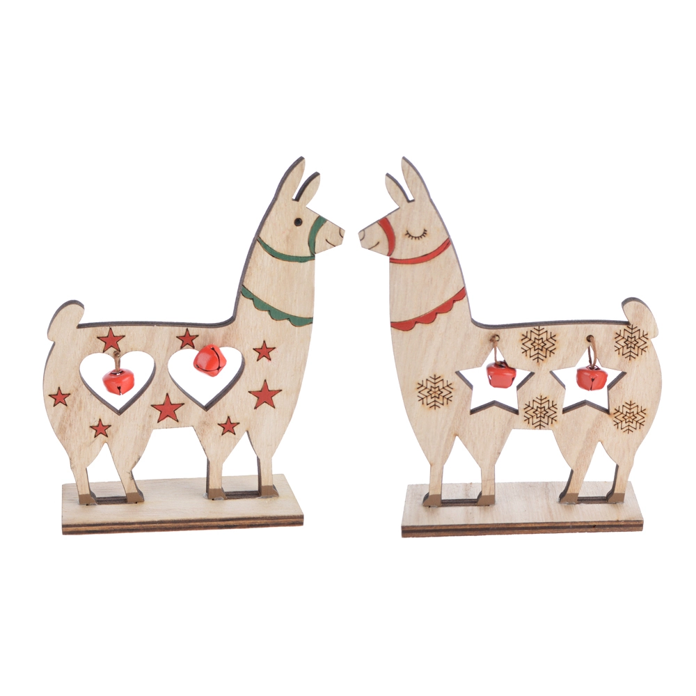 Adorno de escritorio de madera con forma de ciervo, muñeco de nieve y anciano, estatua de búho, decoración navideña, accesorios para la habitación 1