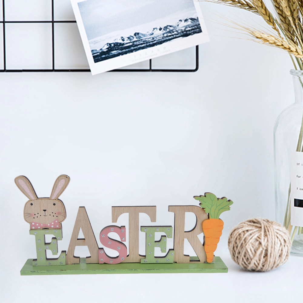 Ostern Frühling Dekoration Schöne Bunte Handwerk Aushöhlen Holz Ostern Kaninchen Party Decor Holz Ornamente 1