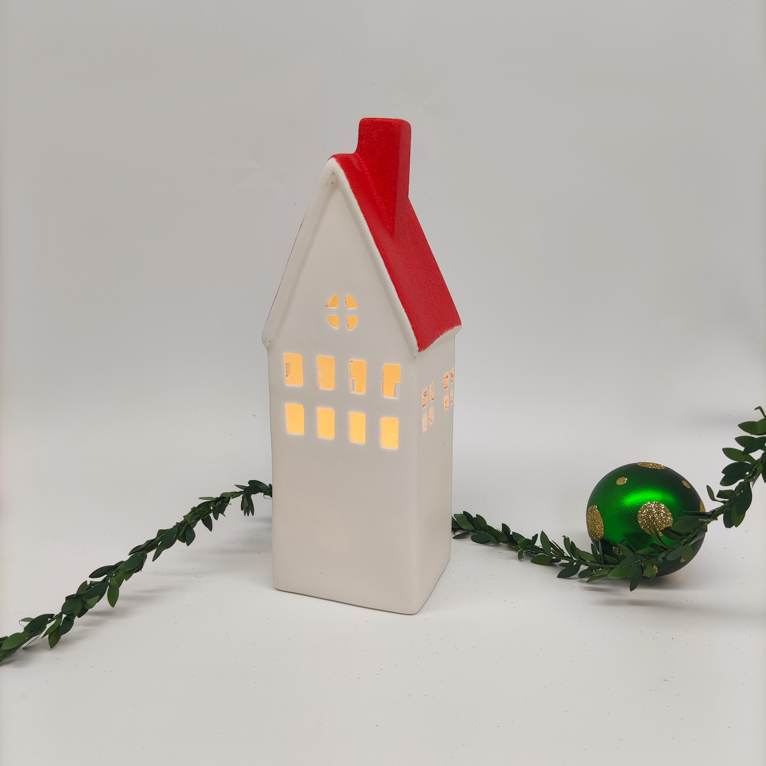 Weihnachtsschmuck für den Innenbereich, beleuchtete Keramikhäuser, Weihnachtsferien, Bauernhaus, rustikales Dekor, Heimdekoration 5