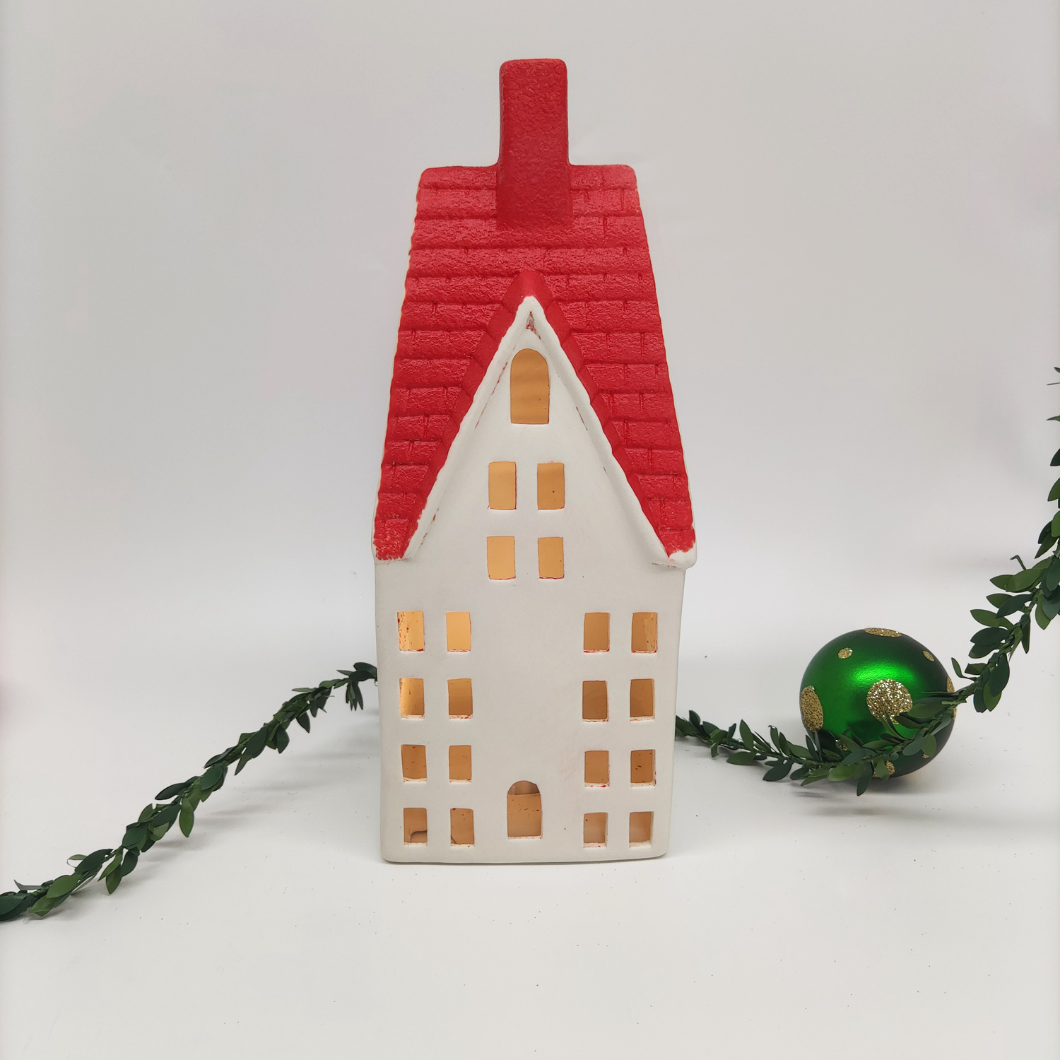 Weihnachtsschmuck für den Innenbereich, beleuchtete Keramikhäuser, Weihnachtsferien, Bauernhaus, rustikales Dekor, Heimdekoration 3