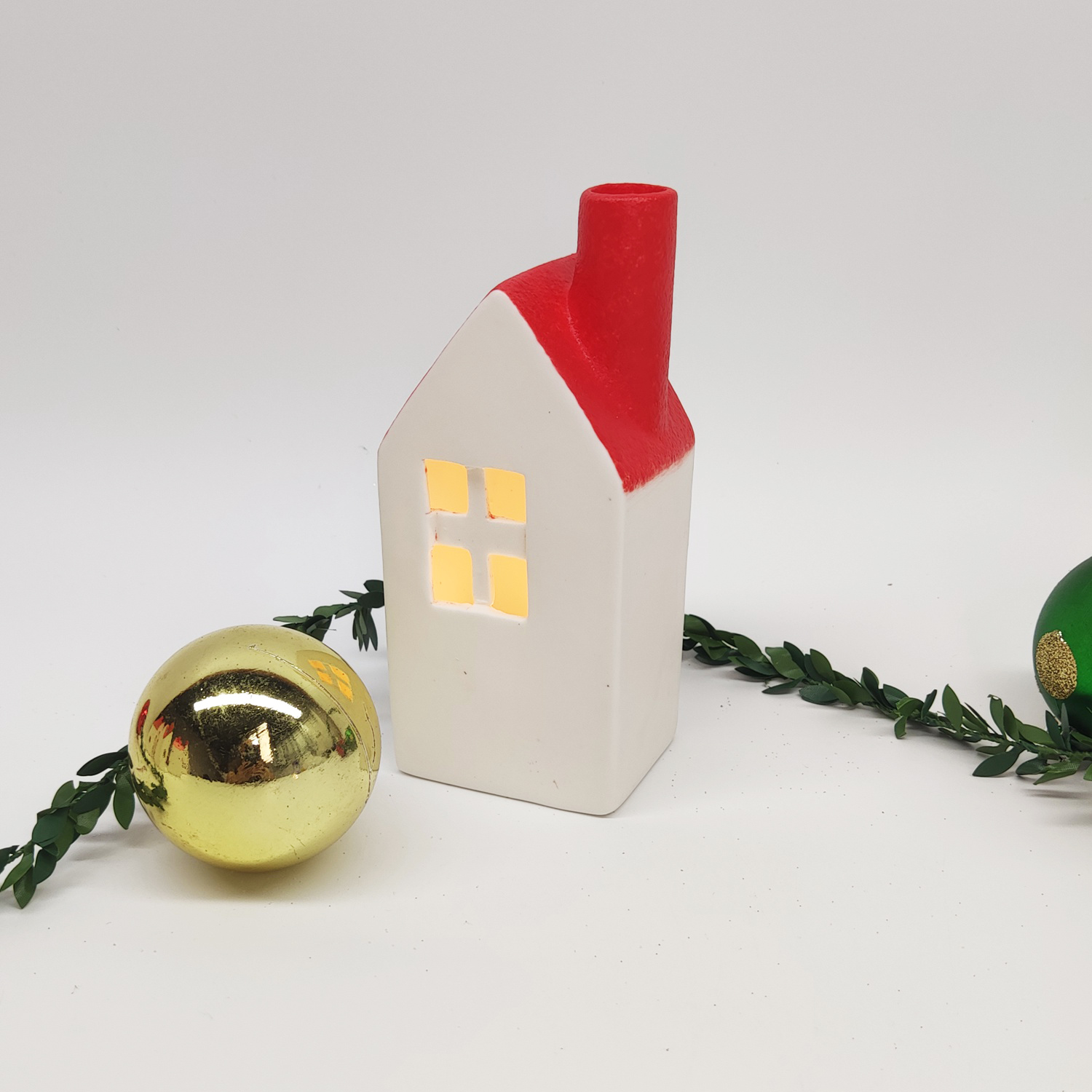 Weihnachtsschmuck für den Innenbereich, beleuchtete Keramikhäuser, Weihnachtsferien, Bauernhaus, rustikales Dekor, Heimdekoration 8