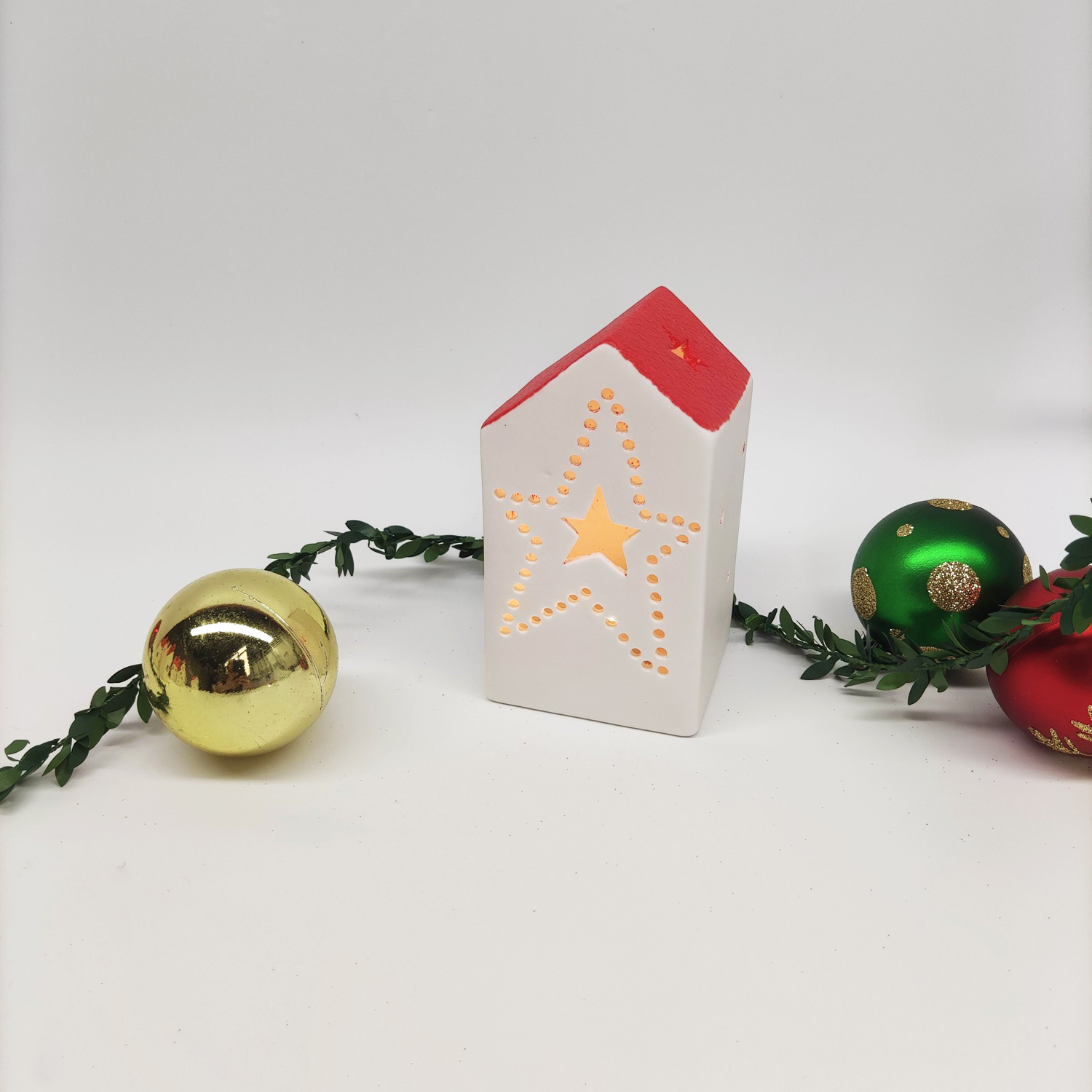 Weihnachtsschmuck für den Innenbereich, beleuchtete Keramikhäuser, Weihnachtsferien, Bauernhaus, rustikales Dekor, Heimdekoration 7