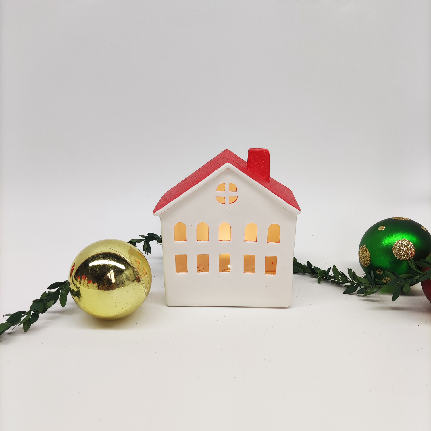 Weihnachtsschmuck für den Innenbereich, beleuchtete Keramikhäuser, Weihnachtsferien, Bauernhaus, rustikales Dekor, Heimdekoration 10