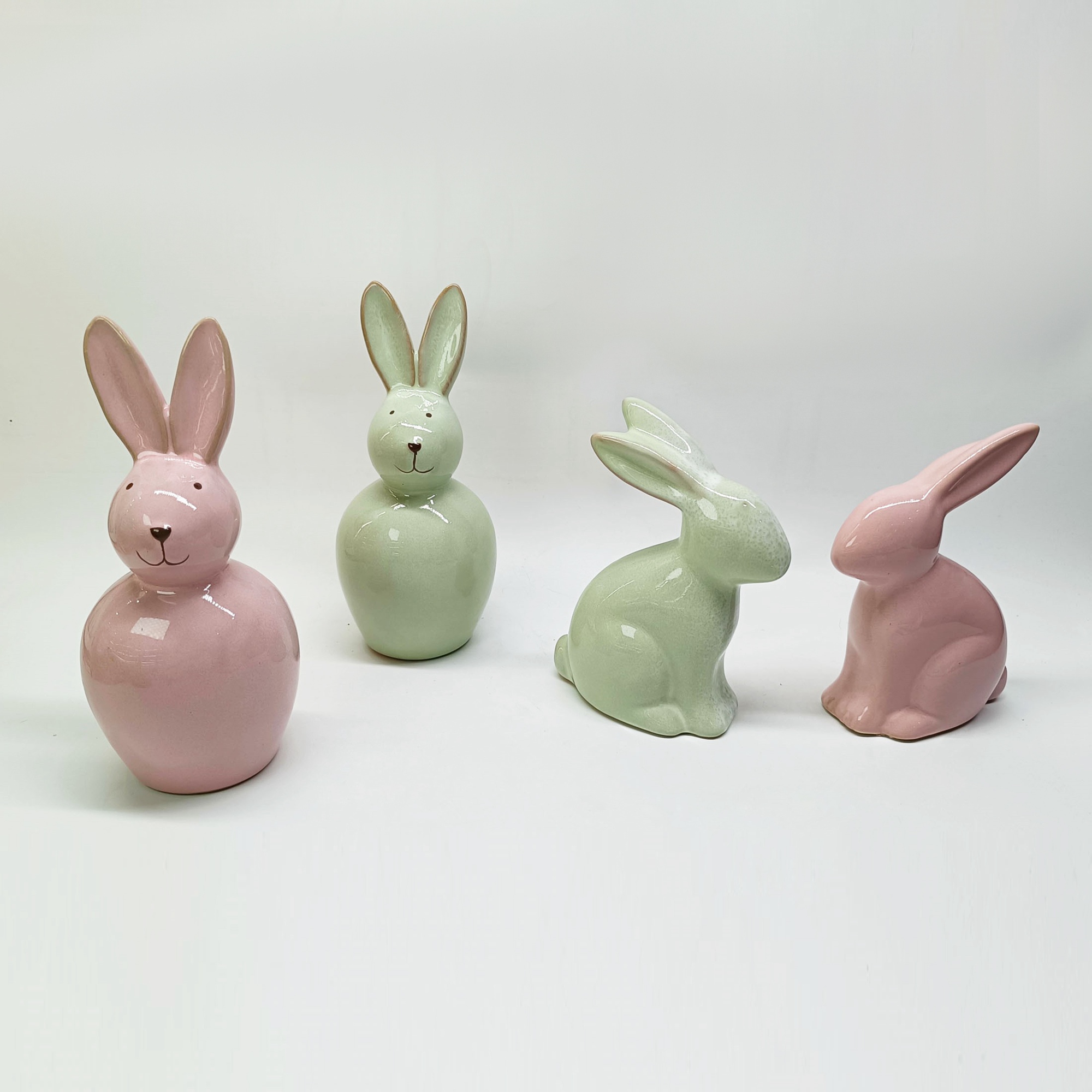 Bonitas figuras de conejo de cerámica, estilo kawaii, para jardín, casa, decoración de Pascua, hogar y habitación. 2