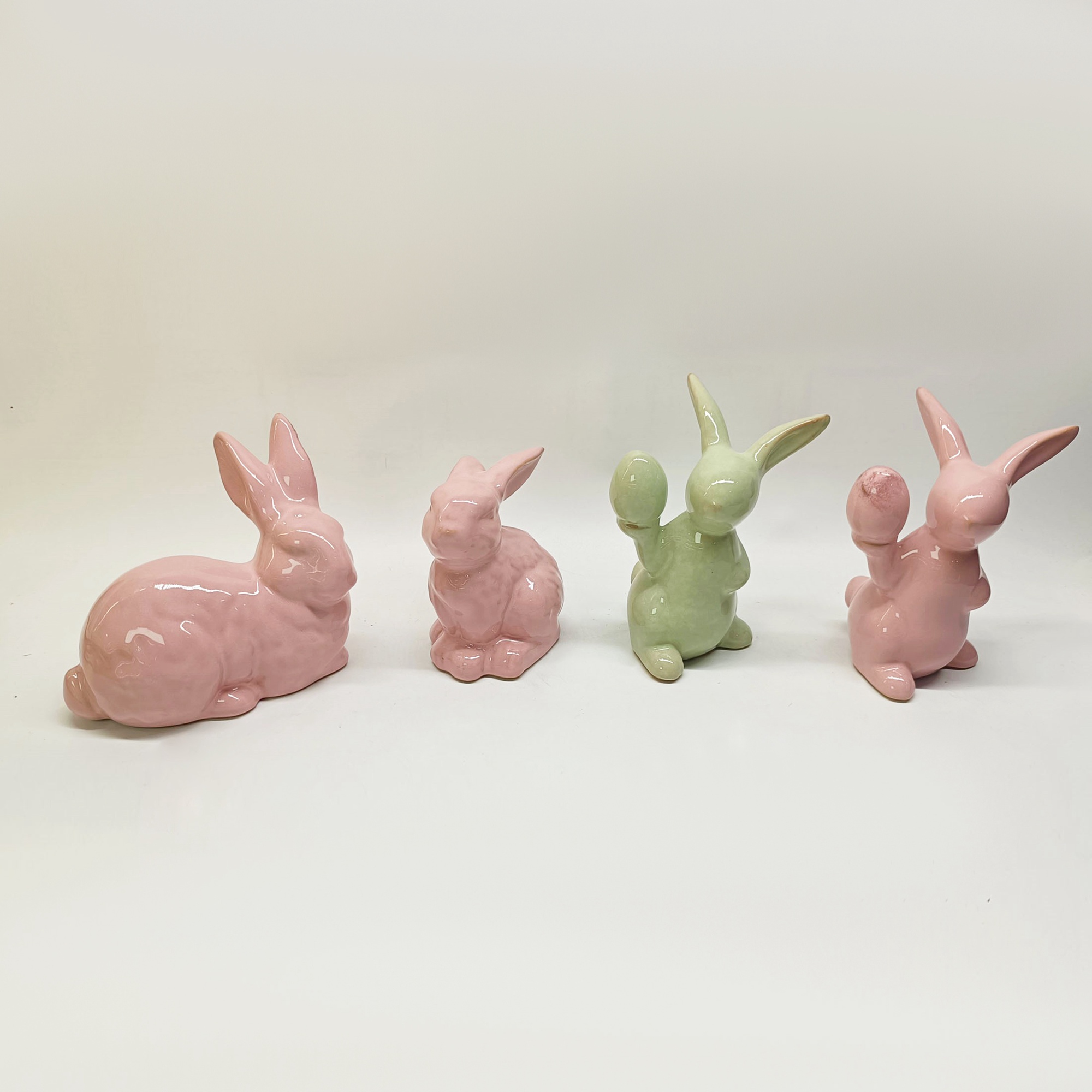 Bonitas figuras de conejo de cerámica, estilo kawaii, para jardín, casa, decoración de Pascua, hogar y habitación. 6