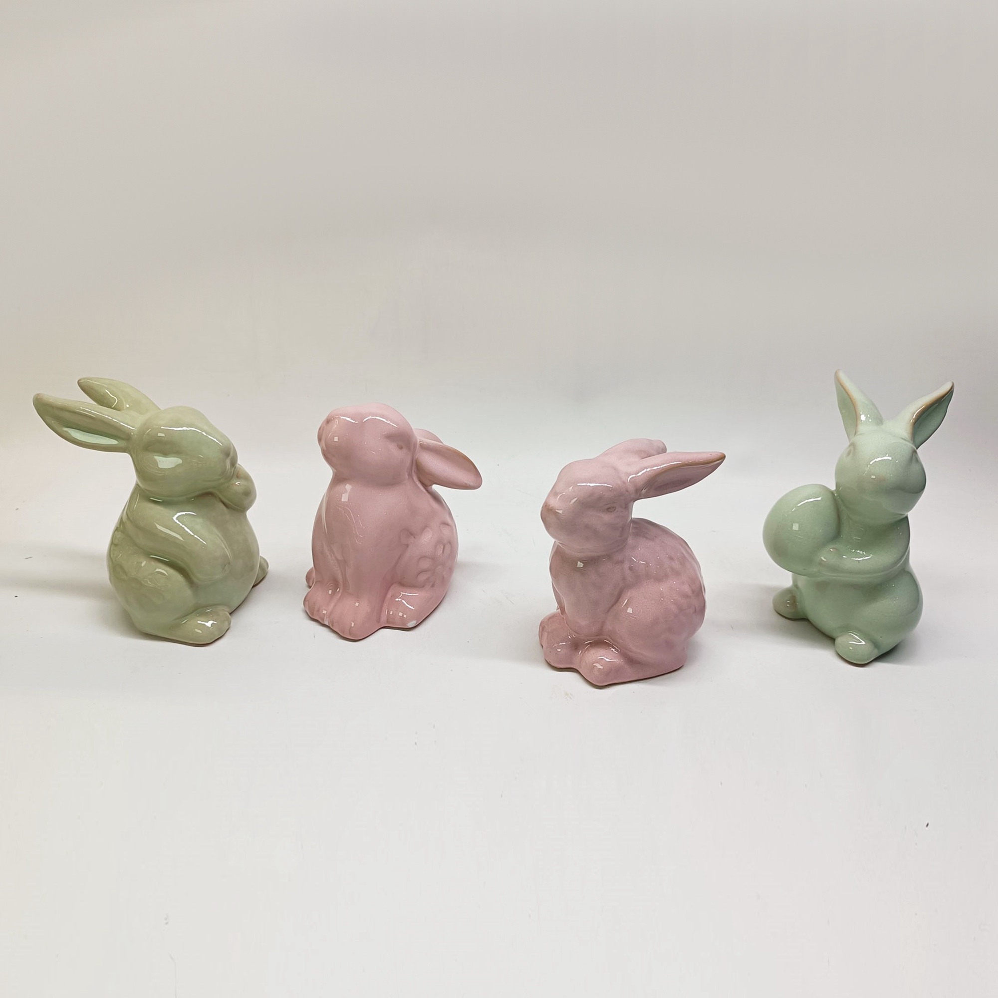 Bonitas figuras de conejo de cerámica, estilo kawaii, para jardín, casa, decoración de Pascua, hogar y habitación. 8