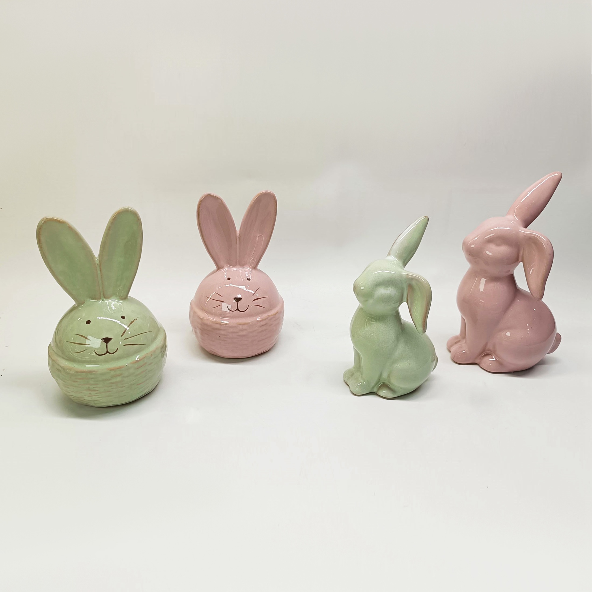 Bonitas figuras de conejo de cerámica, estilo kawaii, para jardín, casa, decoración de Pascua, hogar y habitación. 3