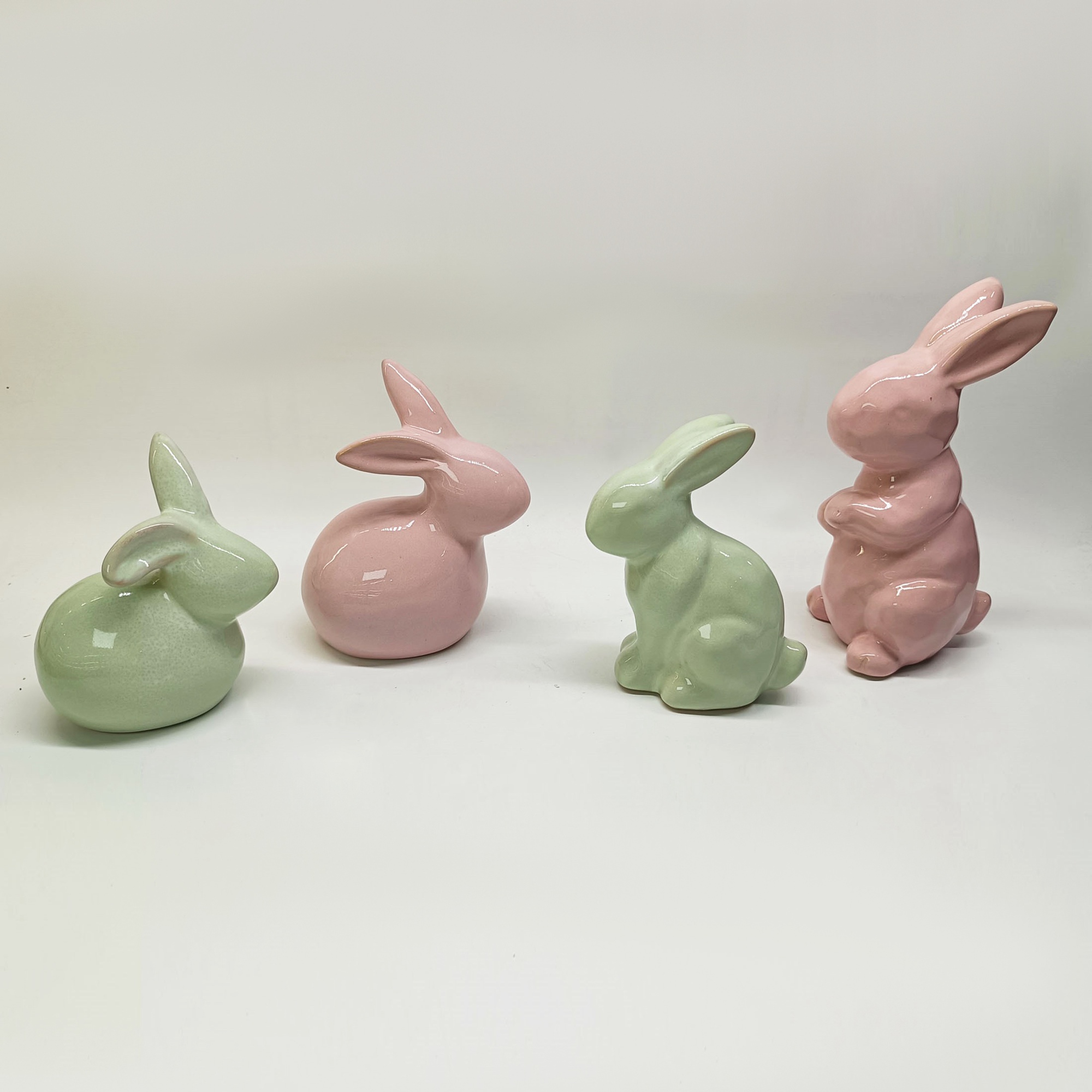 Bonitas figuras de conejo de cerámica, estilo kawaii, para jardín, casa, decoración de Pascua, hogar y habitación. 4