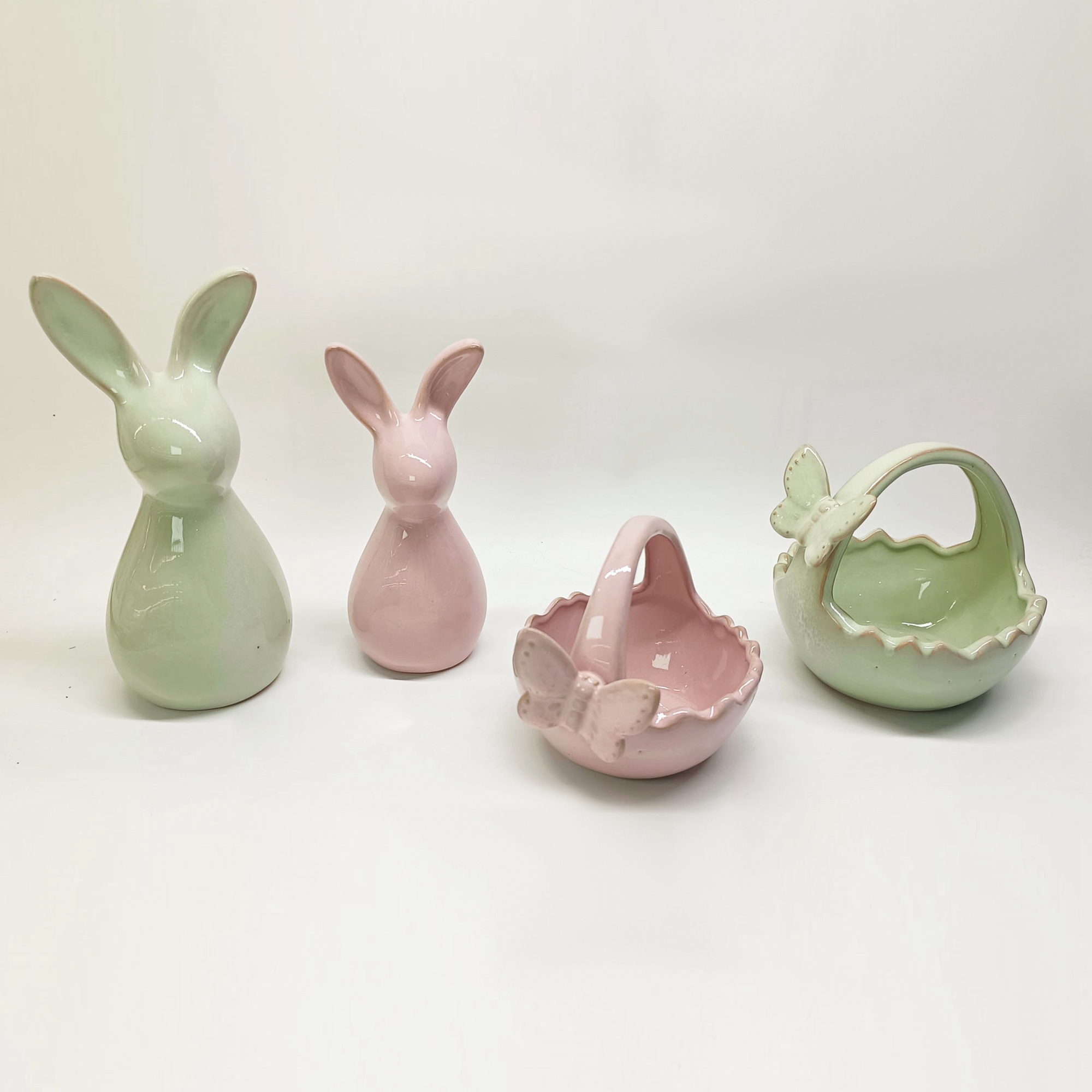 Figuras de conejo de Pascua, conejo de Pascua, cerámica, porcelana, regalo, decoración nórdica moderna, tazón para dulces, tazón decorativo para servir bocadillos. 2