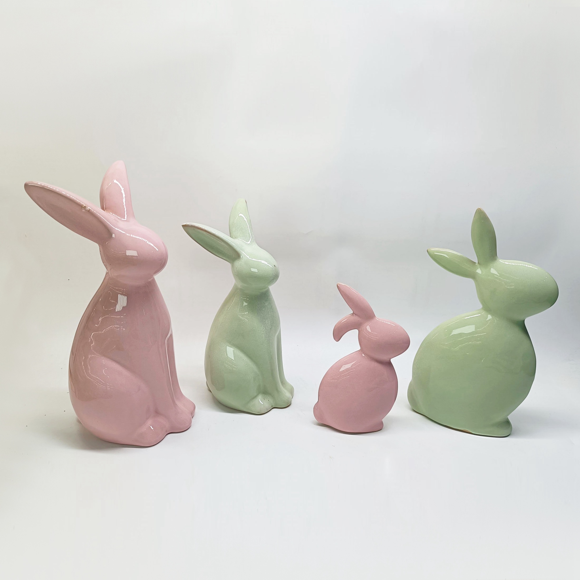 Bonitas figuras de conejo de cerámica, estilo kawaii, para jardín, casa, decoración de Pascua, hogar y habitación. 9