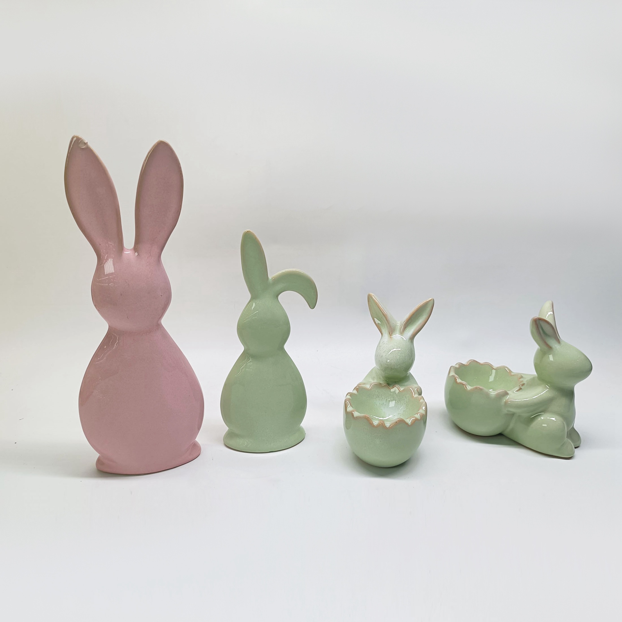 Figuras de conejo de Pascua, conejo de Pascua, cerámica, porcelana, regalo, decoración nórdica moderna, tazón para dulces, tazón decorativo para servir bocadillos. 3