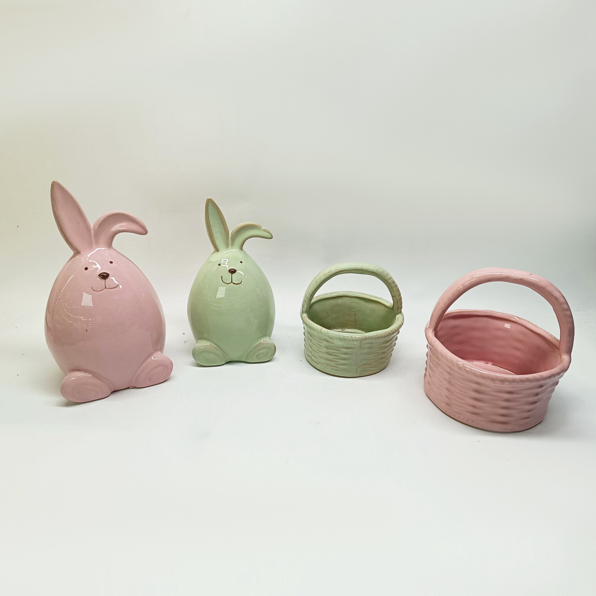 Figuras de conejo de Pascua, conejo de Pascua, cerámica, porcelana, regalo, decoración nórdica moderna, tazón para dulces, tazón decorativo para servir bocadillos. 5