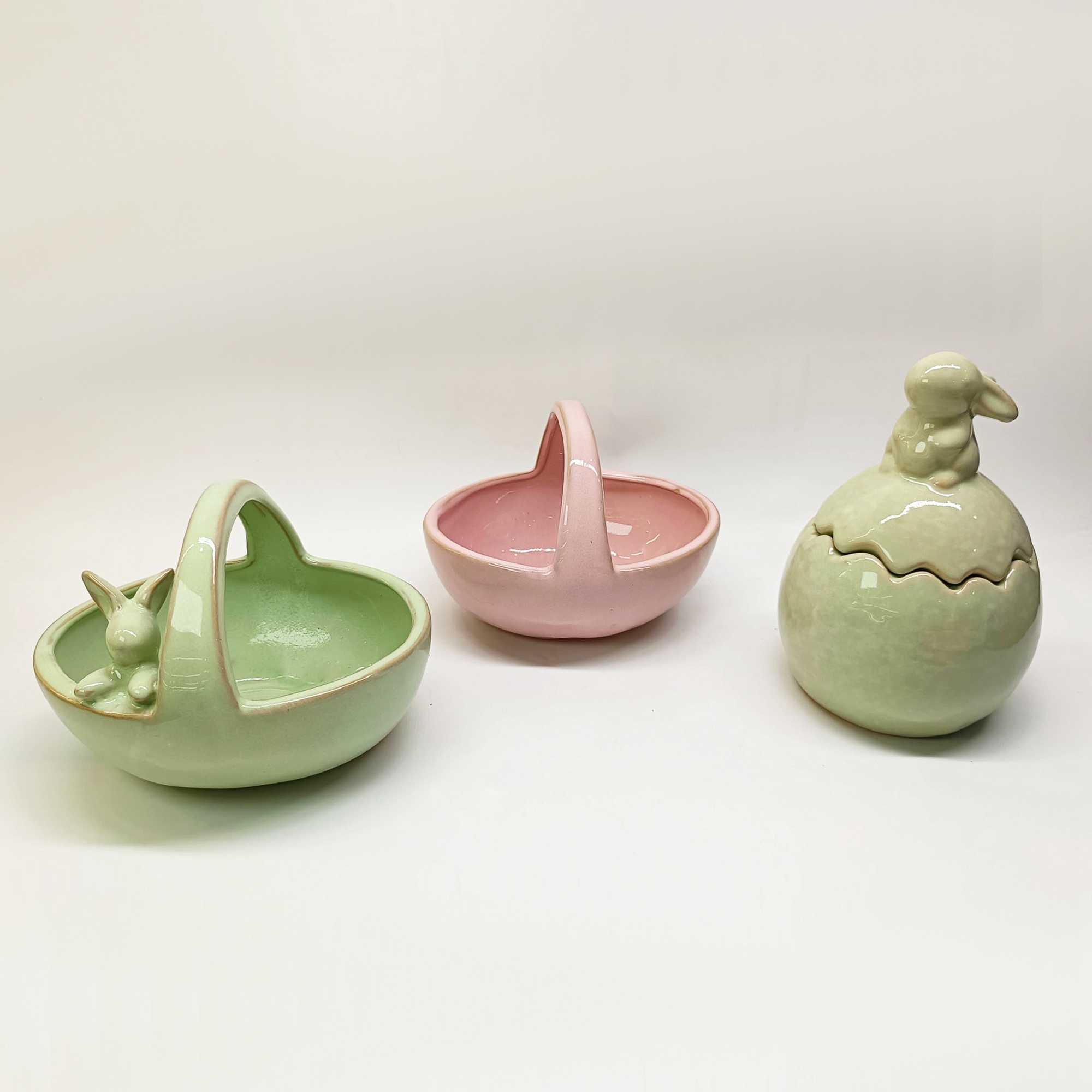 Figuras de conejo de Pascua, conejo de Pascua, cerámica, porcelana, regalo, decoración nórdica moderna, tazón para dulces, tazón decorativo para servir bocadillos. 9