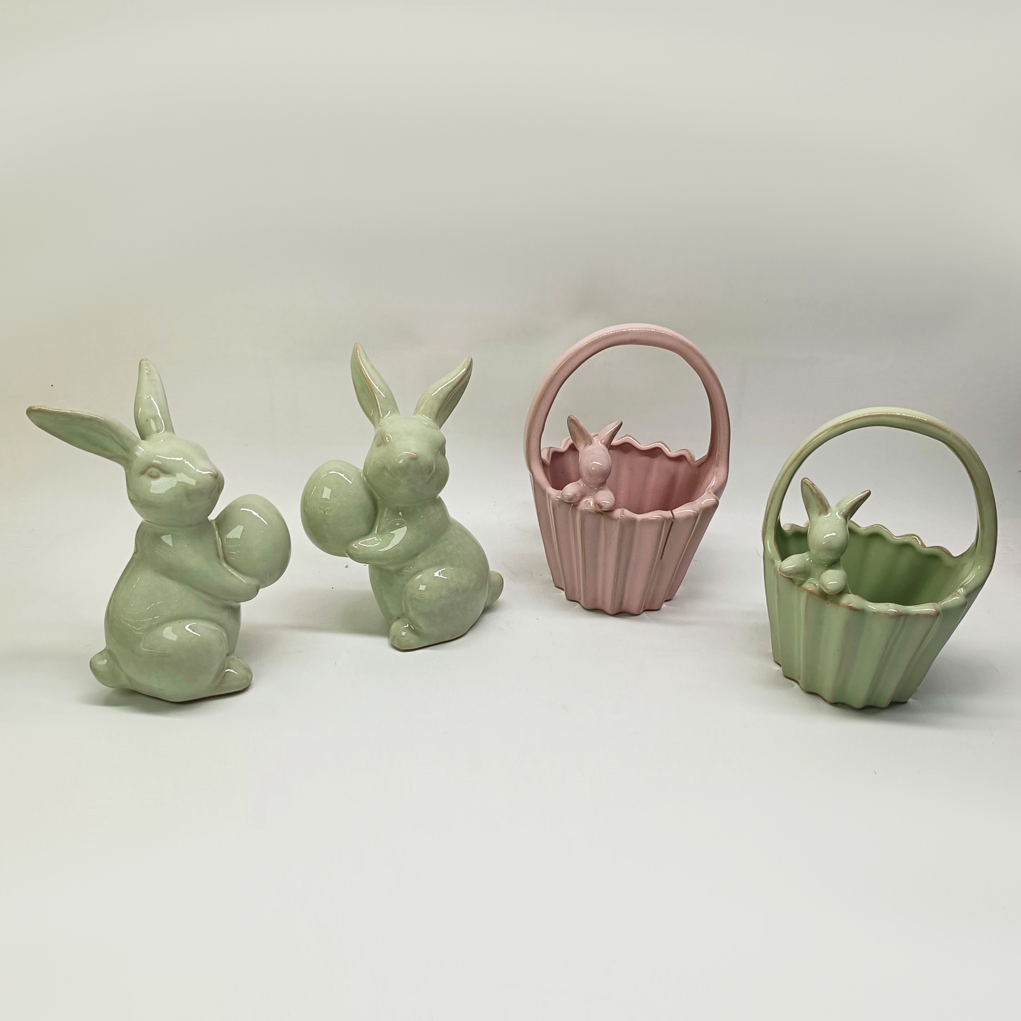 Figuras de conejo de Pascua, conejo de Pascua, cerámica, porcelana, regalo, decoración nórdica moderna, tazón para dulces, tazón decorativo para servir bocadillos. 6