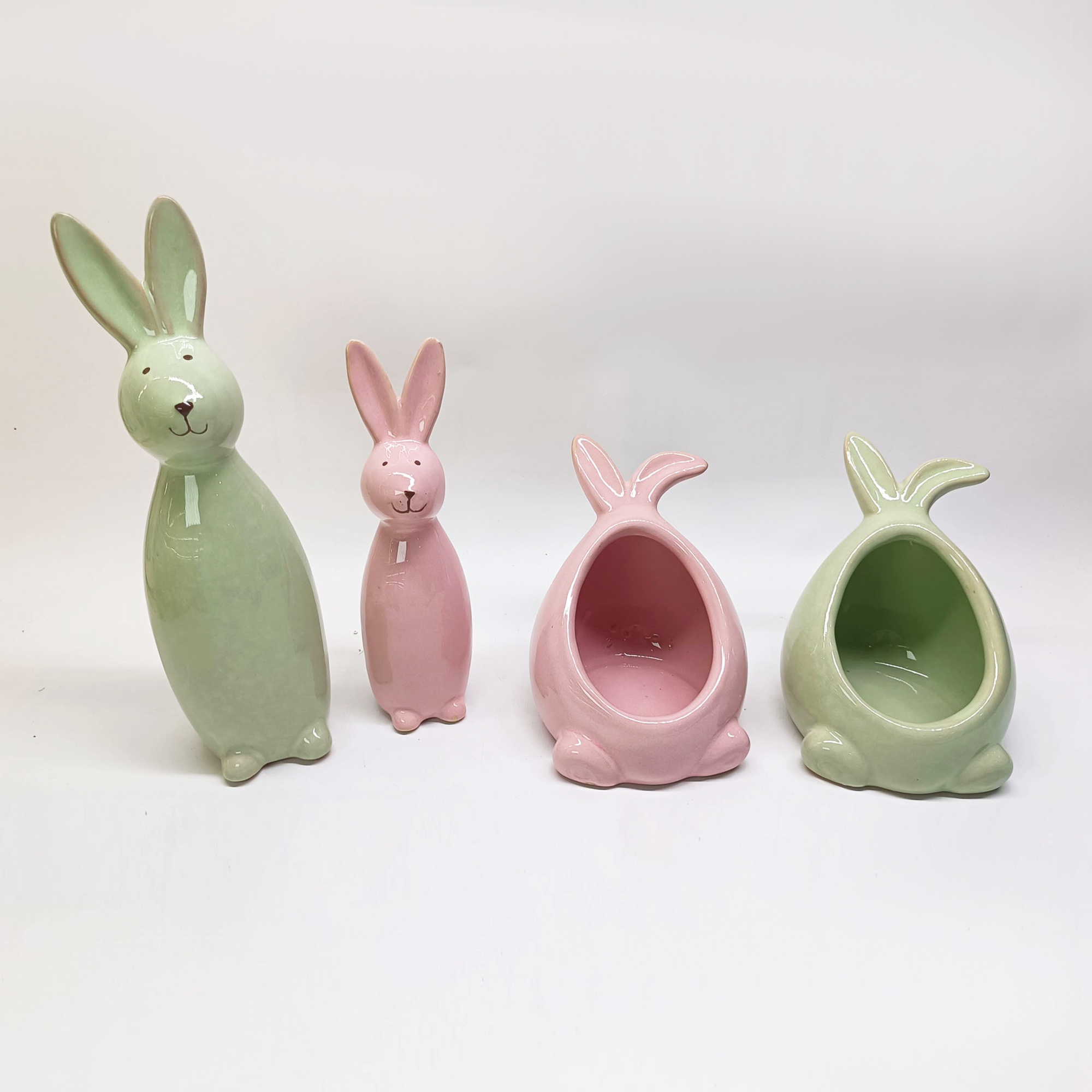 Figuras de conejo de Pascua, conejo de Pascua, cerámica, porcelana, regalo, decoración nórdica moderna, tazón para dulces, tazón decorativo para servir bocadillos. 4